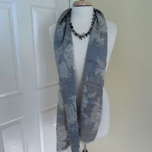 Gray and Cream Floral Banana Republic Scarf (Necklace Listed Separately)